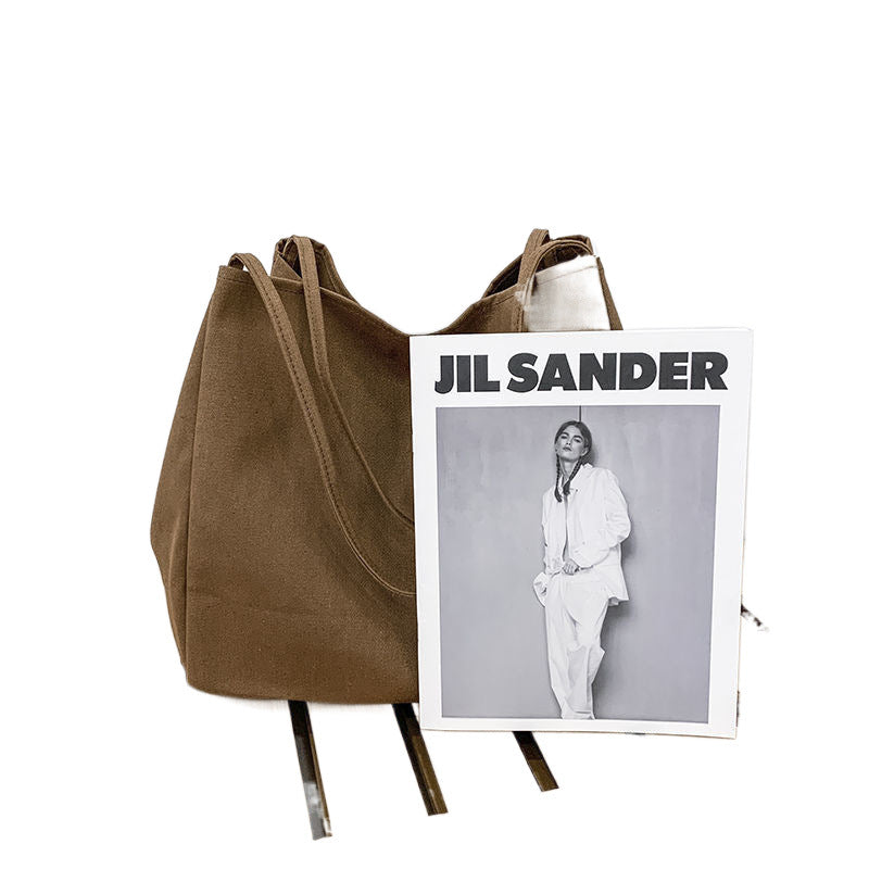 Lazy style large-capacity hand-held single-shoulder bag, eco-friendly shopping bag, -style student artistic canvas schoolbag