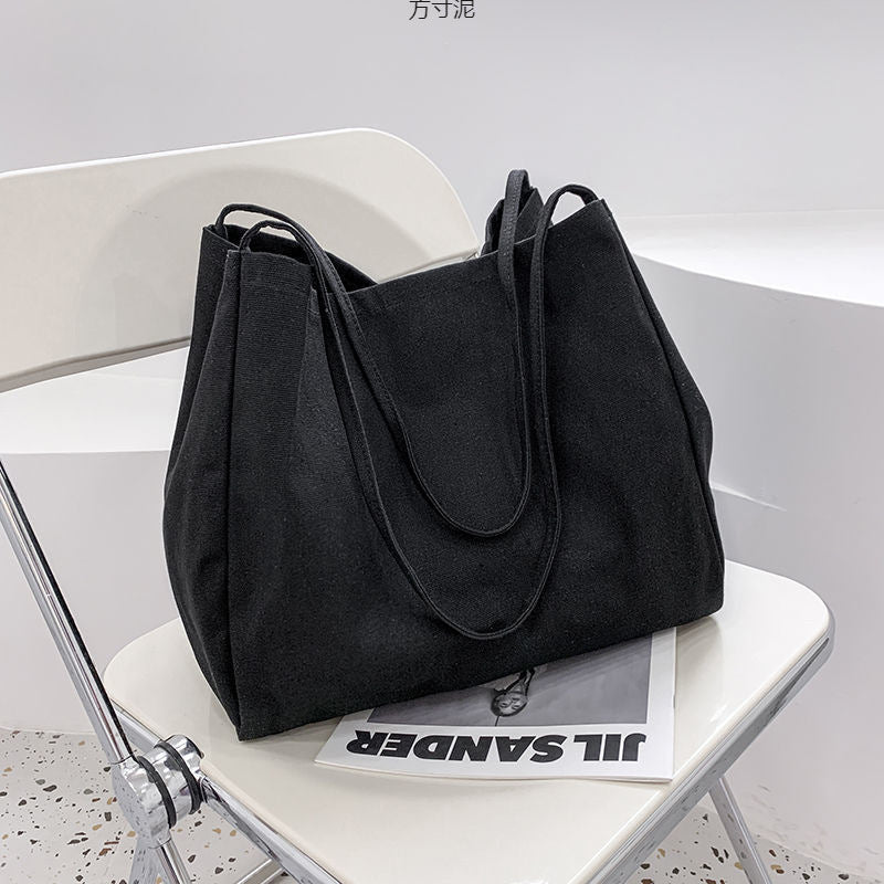 Lazy style large-capacity hand-held single-shoulder bag, eco-friendly shopping bag, -style student artistic canvas schoolbag