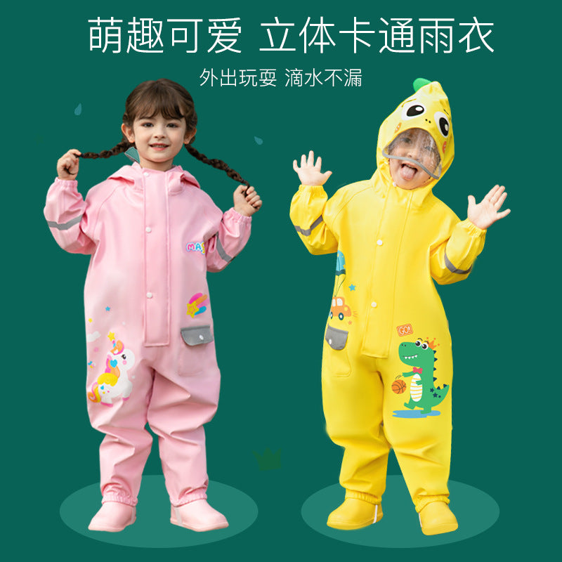 Children's one-piece raincoats, full-body rainproof jackets for boys and girls, girls' rainproof clothing, rain pants and rain suits