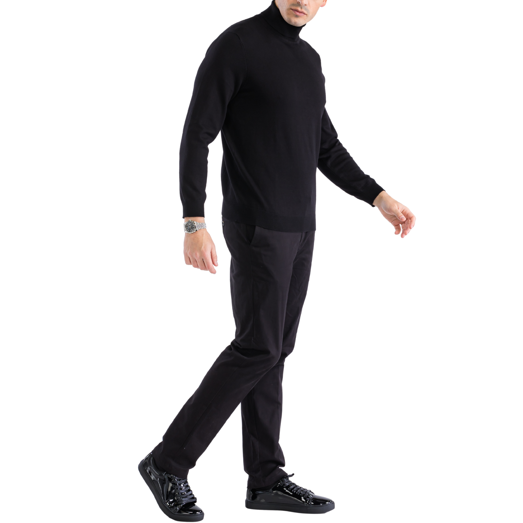 Mens Black Pullover Turtleneck Sweater