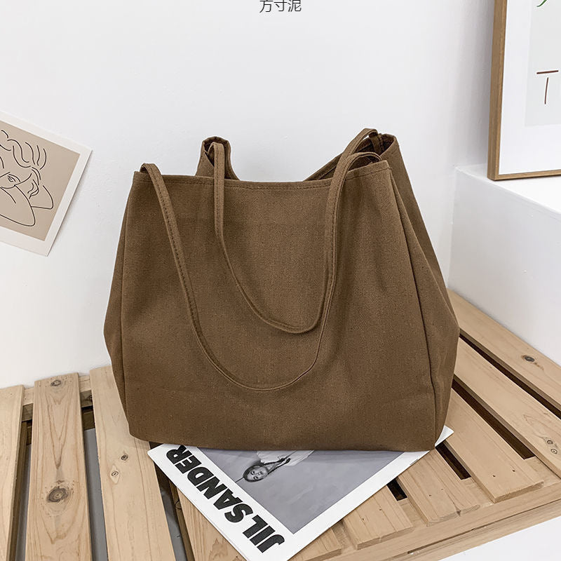 Lazy style large-capacity hand-held single-shoulder bag, eco-friendly shopping bag, -style student artistic canvas schoolbag