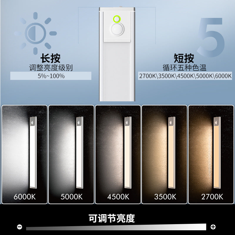 The intelligent ultra-thin five-color temperature-sensing lamp is dimmable