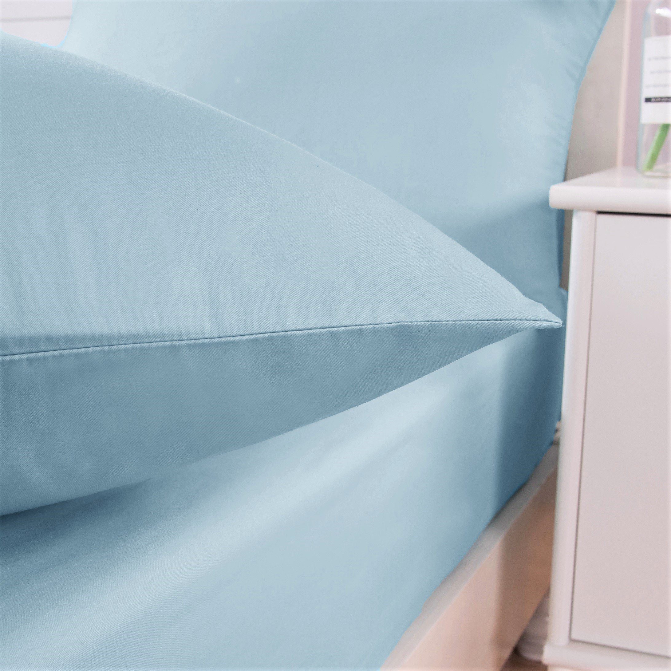 DaDa Bedding Soothing SeaFoam Sky Blue Cotton Fitted Bed Sheet W/Pillow Cases