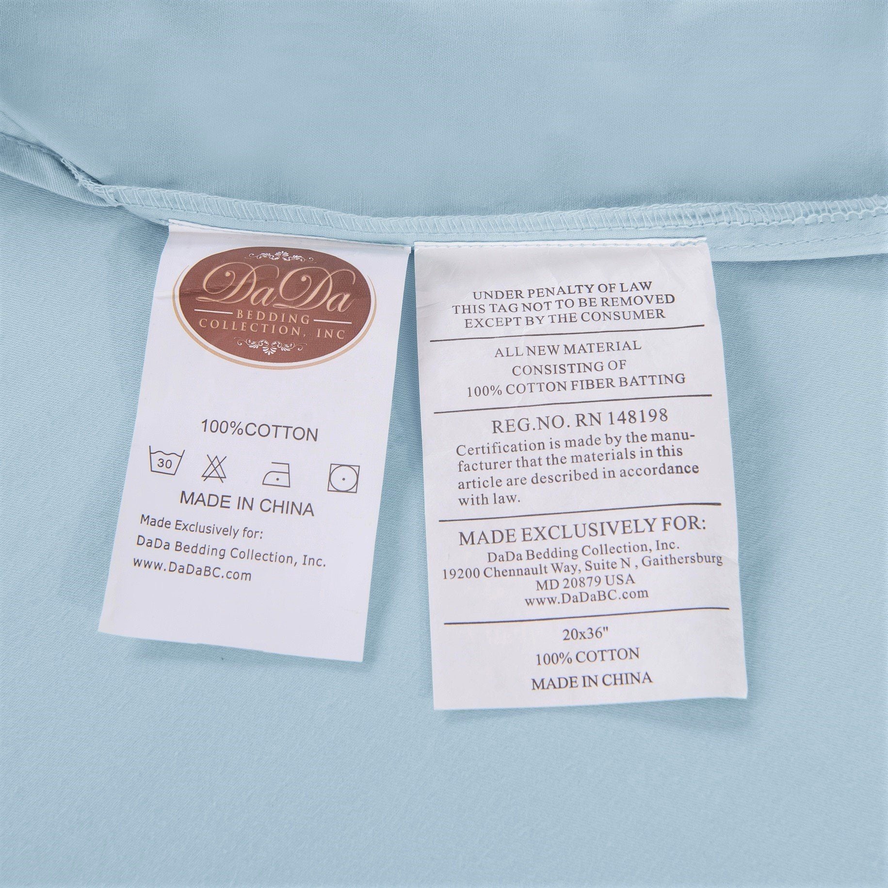 DaDa Bedding Soothing SeaFoam Sky Blue Cotton Fitted Bed Sheet W/Pillow Cases