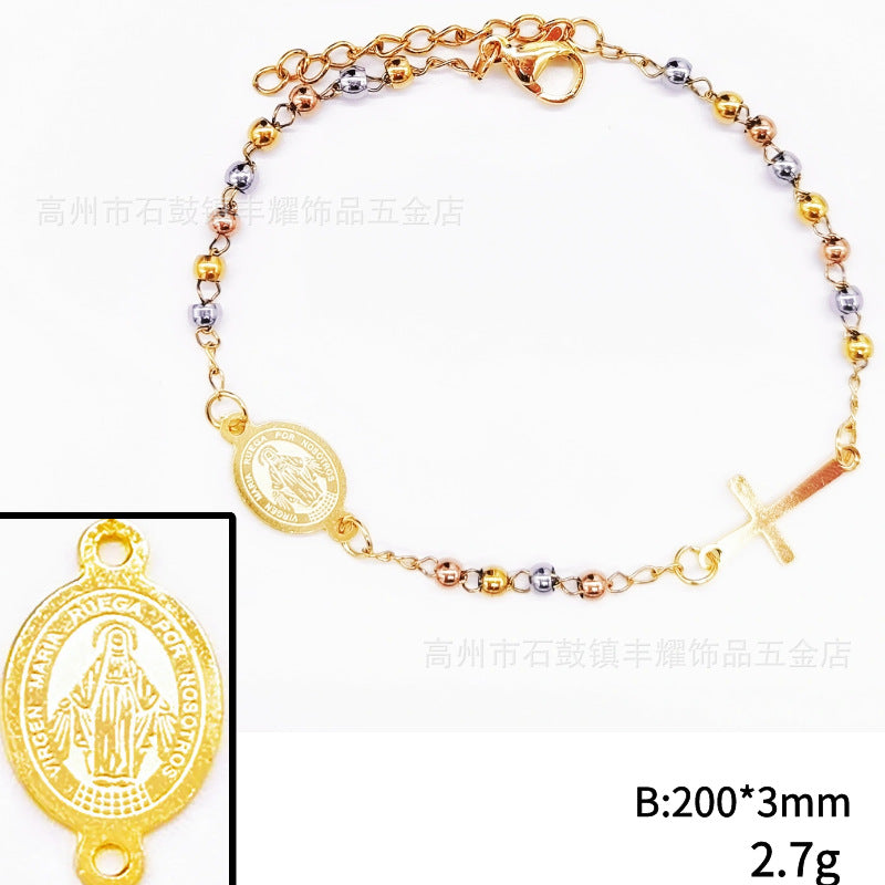 3mm double-hole bead bracelet, religious bracelet, cross bracelet decoration