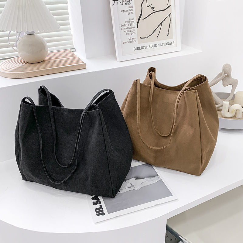 Lazy style large-capacity hand-held single-shoulder bag, eco-friendly shopping bag, -style student artistic canvas schoolbag