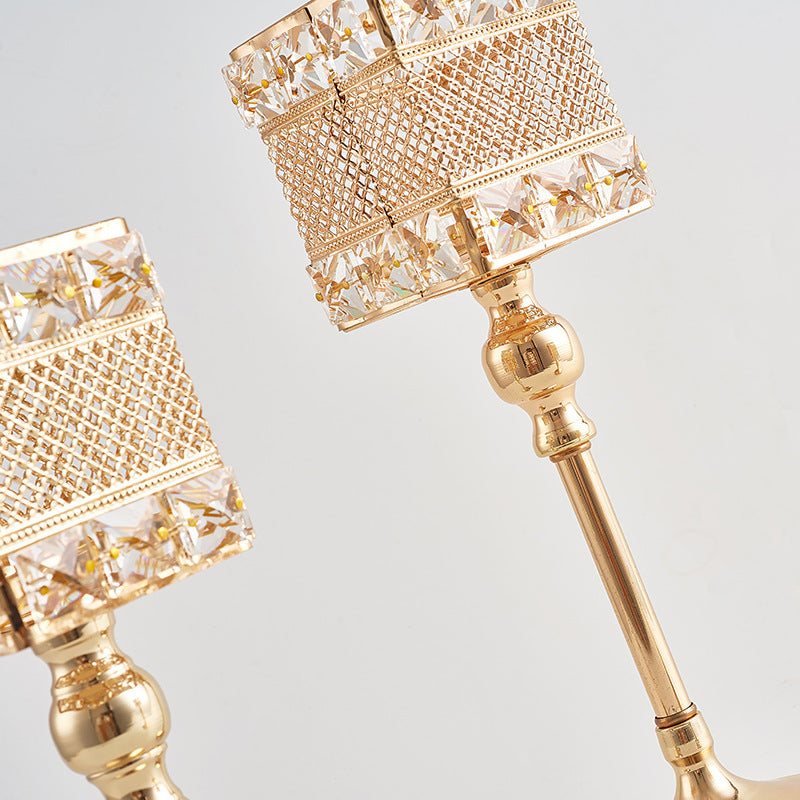 2019 light luxury style electroplating retro creative candlestick wedding props ornaments iron square candle cup decoration