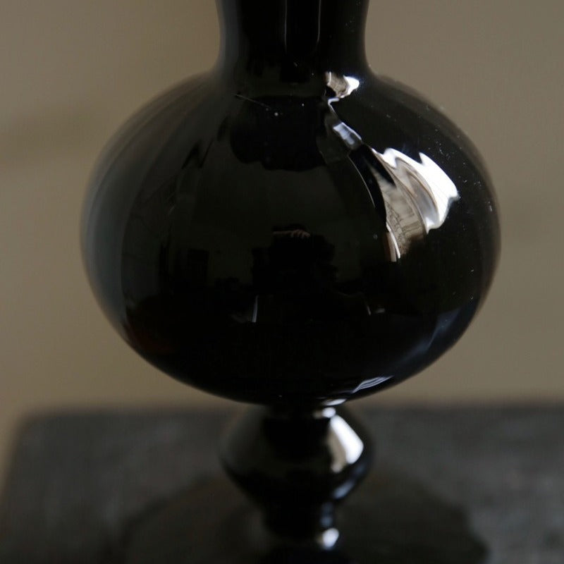 Retro style glass vase, black vase with irregular design, home decoration