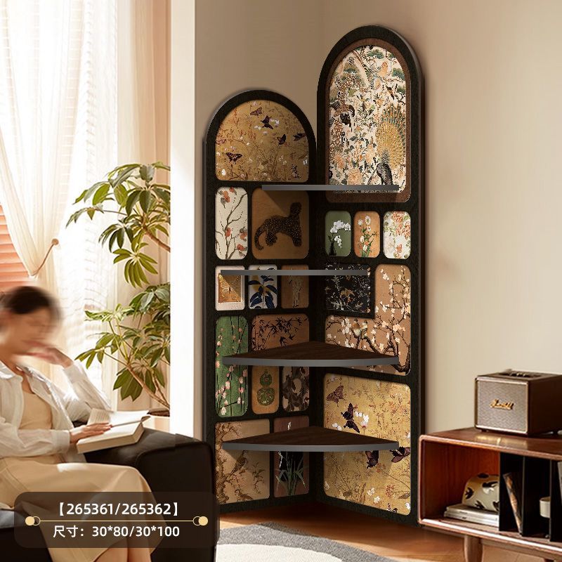 Ancient corner cabinet corner cabinet living room sofa storage cabinet Corner shelf retro senior sense all narrow cabinet