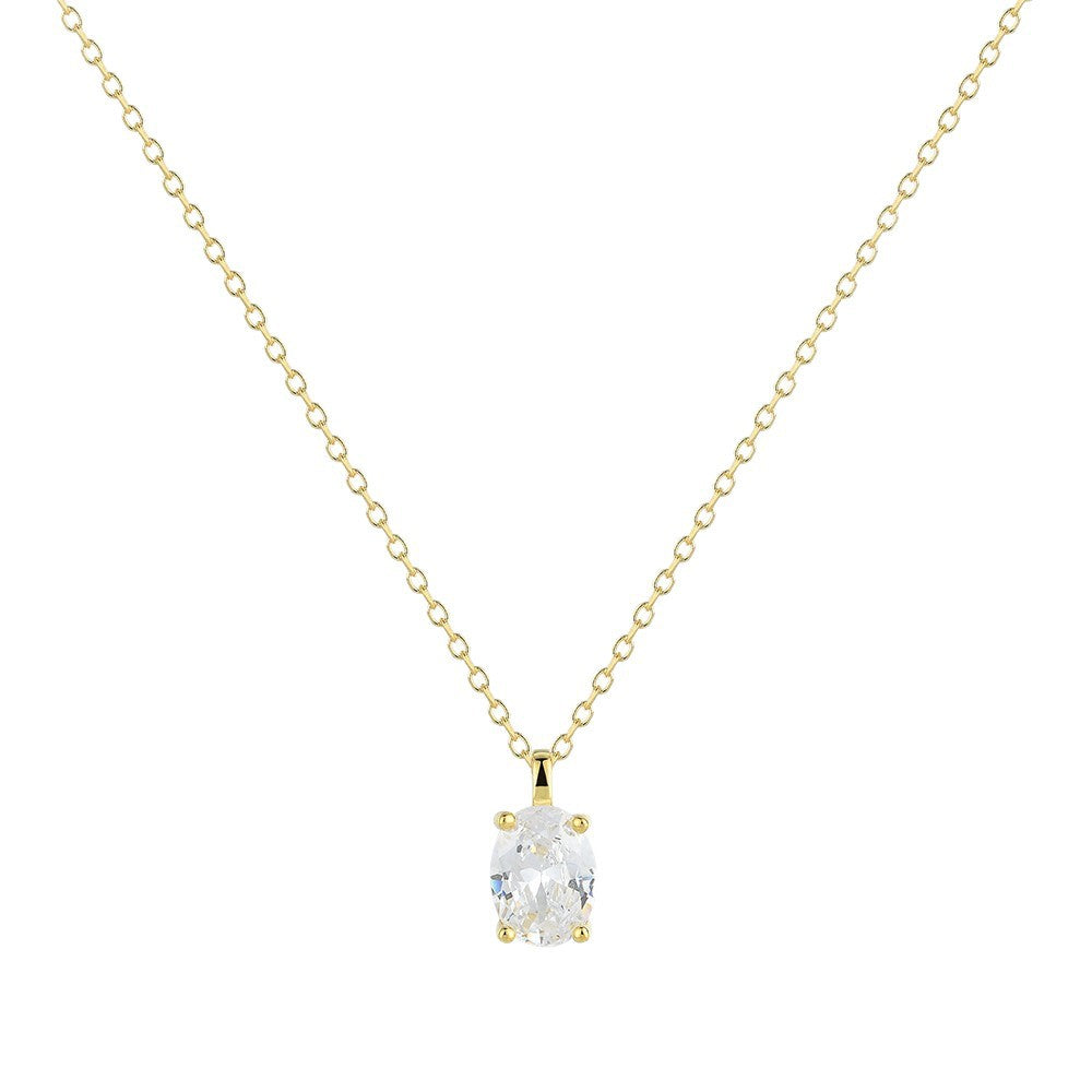 S925 sterling silver female oval pigeon egg 5A high-carbon pendant collarbone chain