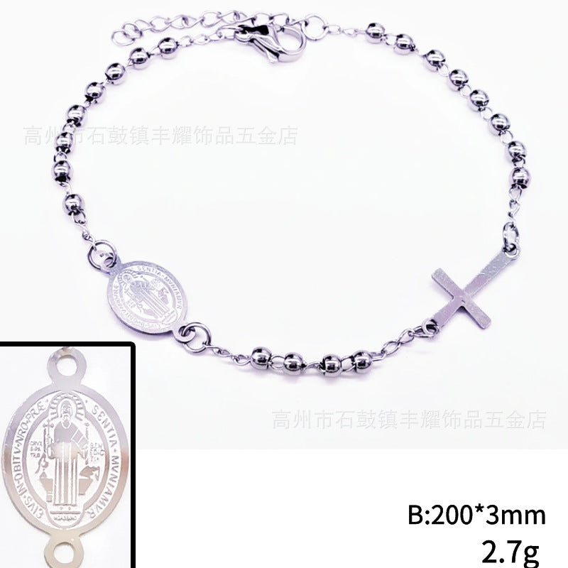 3mm double-hole bead bracelet, religious bracelet, cross bracelet decoration