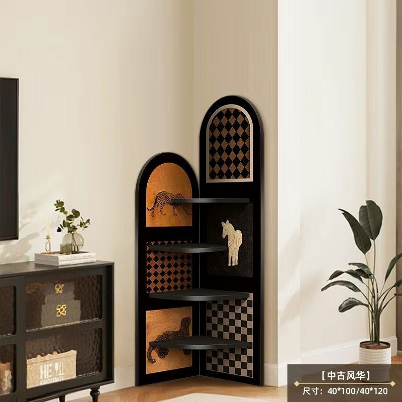 Ancient corner cabinet corner cabinet living room sofa storage cabinet Corner shelf retro senior sense all narrow cabinet