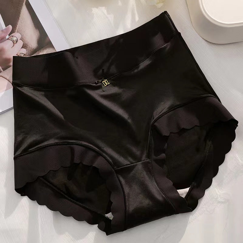 Women's underwear, mid-waist pouch, hip lift, seamless mulberry silk loinleg triangle pants