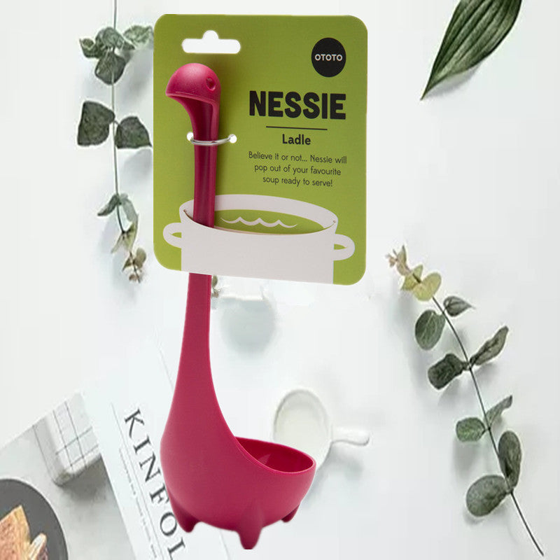 Food grade pp plastic spoon Loch Ness Monster soup spoon Long handled standing dinosaur soup spoon Cooking kitchen tools