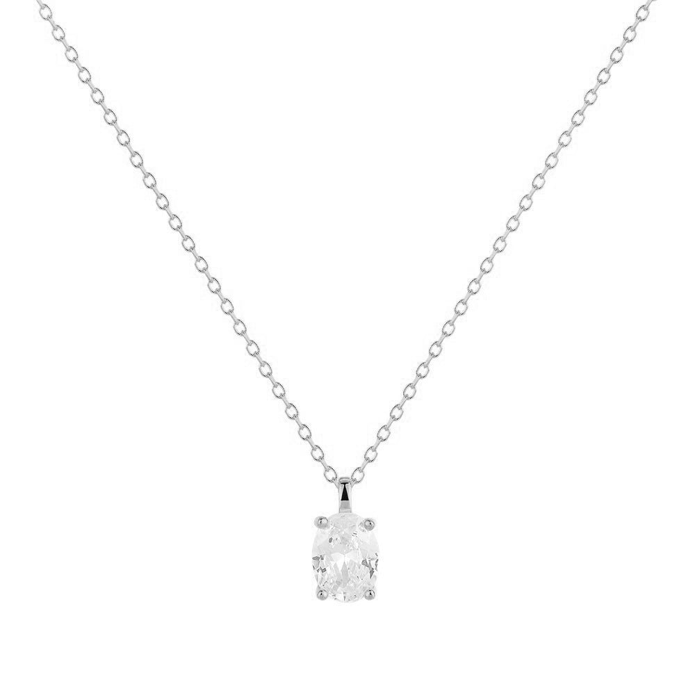 S925 sterling silver female oval pigeon egg 5A high-carbon pendant collarbone chain