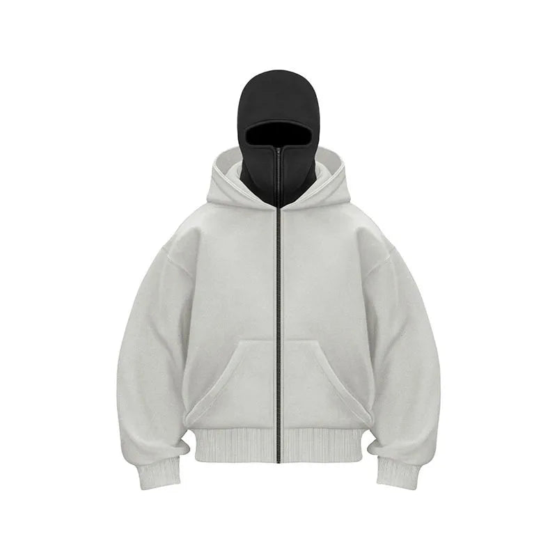 Zip Hoodie Winter Warm Casual Sweatshirt With Hooded Face Mask