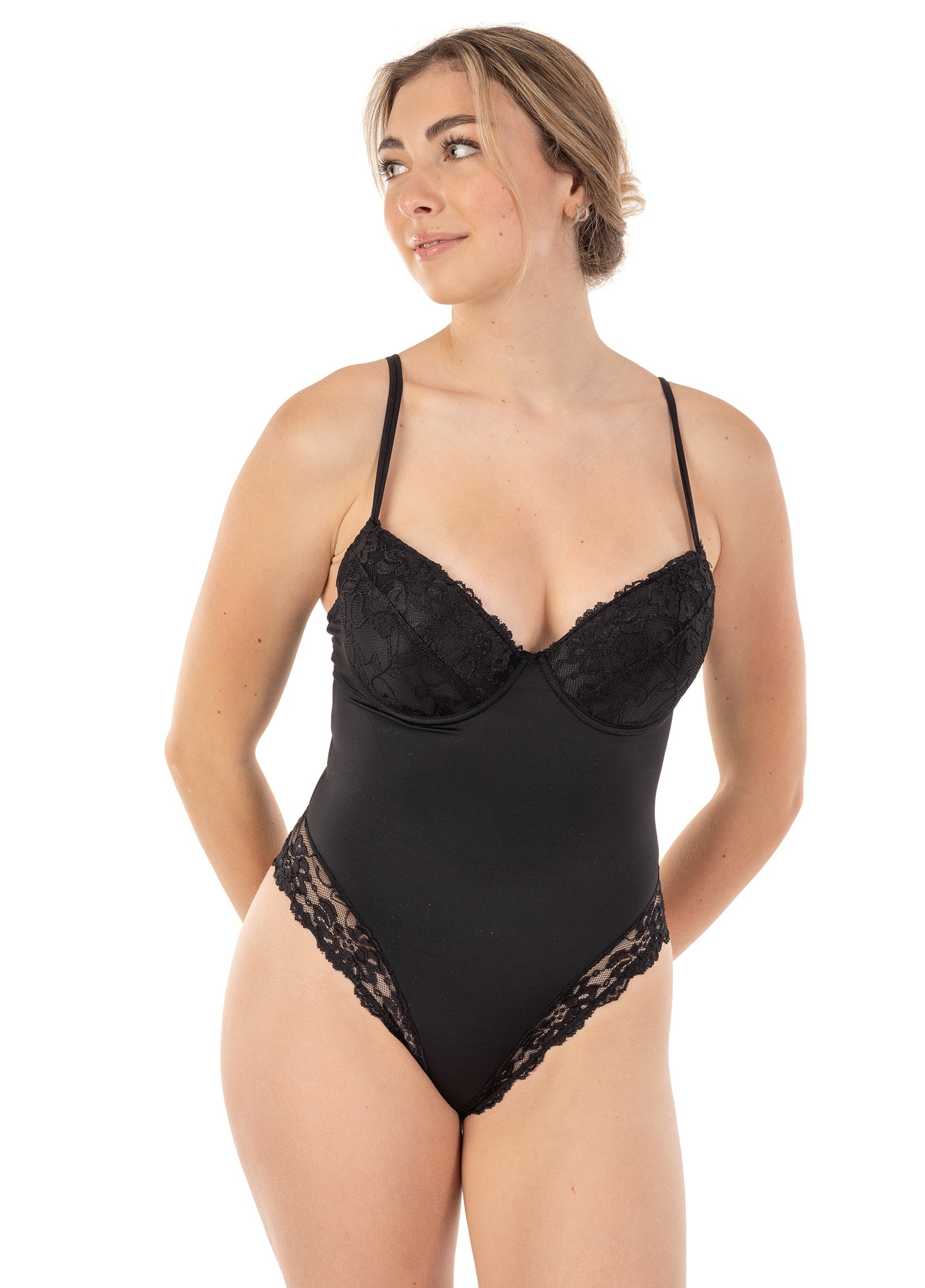 Smooth & Silky Bodysuit Shaper With Built-In Wire Bra and Sexy Lace Trims