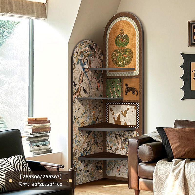 Ancient corner cabinet corner cabinet living room sofa storage cabinet Corner shelf retro senior sense all narrow cabinet