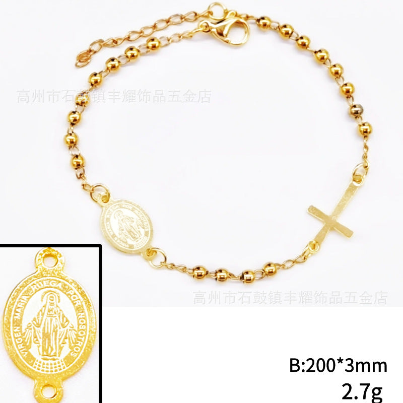 3mm double-hole bead bracelet, religious bracelet, cross bracelet decoration