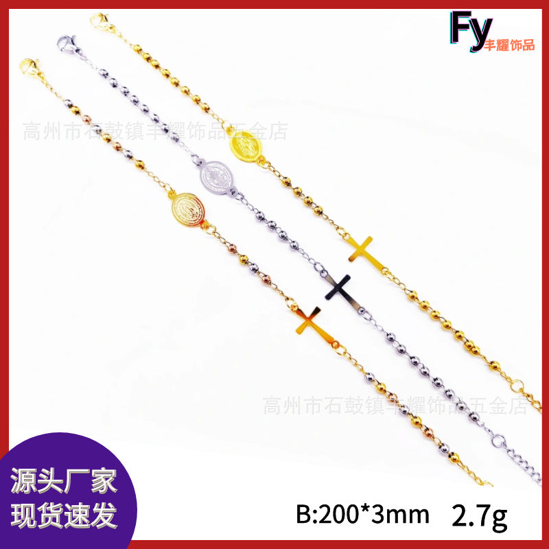 3mm double-hole bead bracelet, religious bracelet, cross bracelet decoration