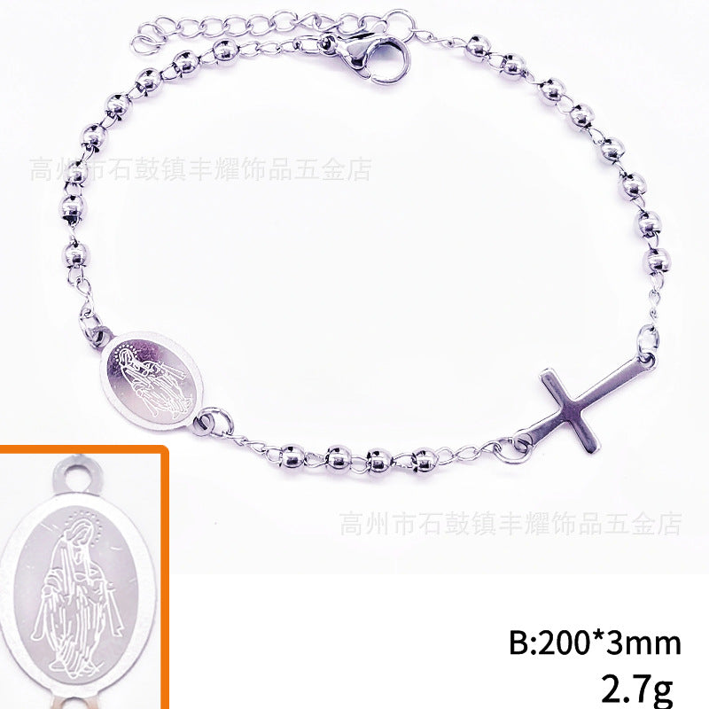 3mm double-hole bead bracelet, religious bracelet, cross bracelet decoration