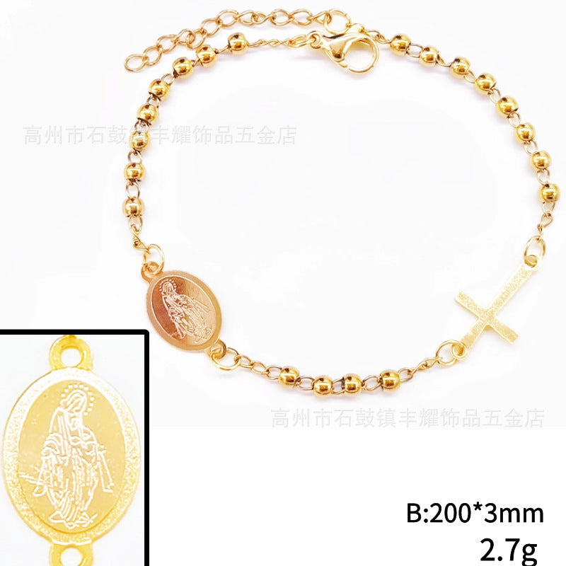 3mm double-hole bead bracelet, religious bracelet, cross bracelet decoration