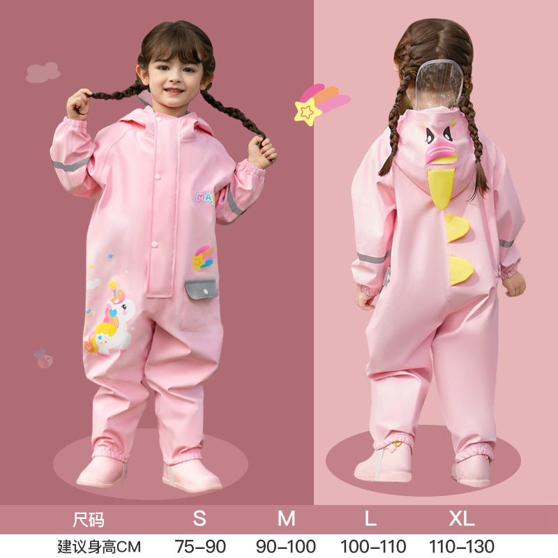 Children's one-piece raincoats, full-body rainproof jackets for boys and girls, girls' rainproof clothing, rain pants and rain suits