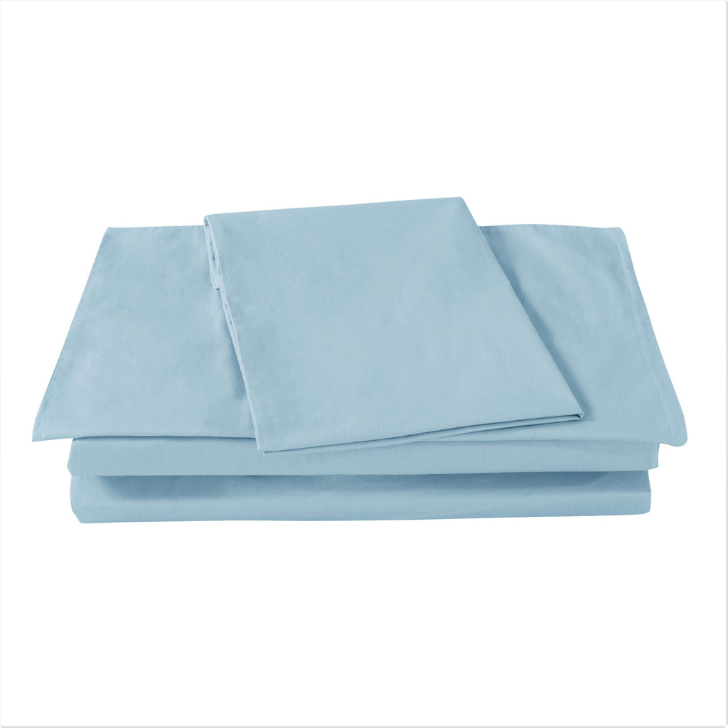DaDa Bedding Soothing SeaFoam Sky Blue Cotton Fitted Bed Sheet W/Pillow Cases