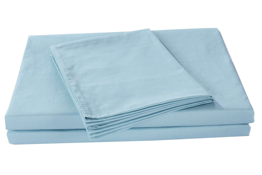 DaDa Bedding Soothing SeaFoam Sky Blue Cotton Fitted Bed Sheet W/Pillow Cases